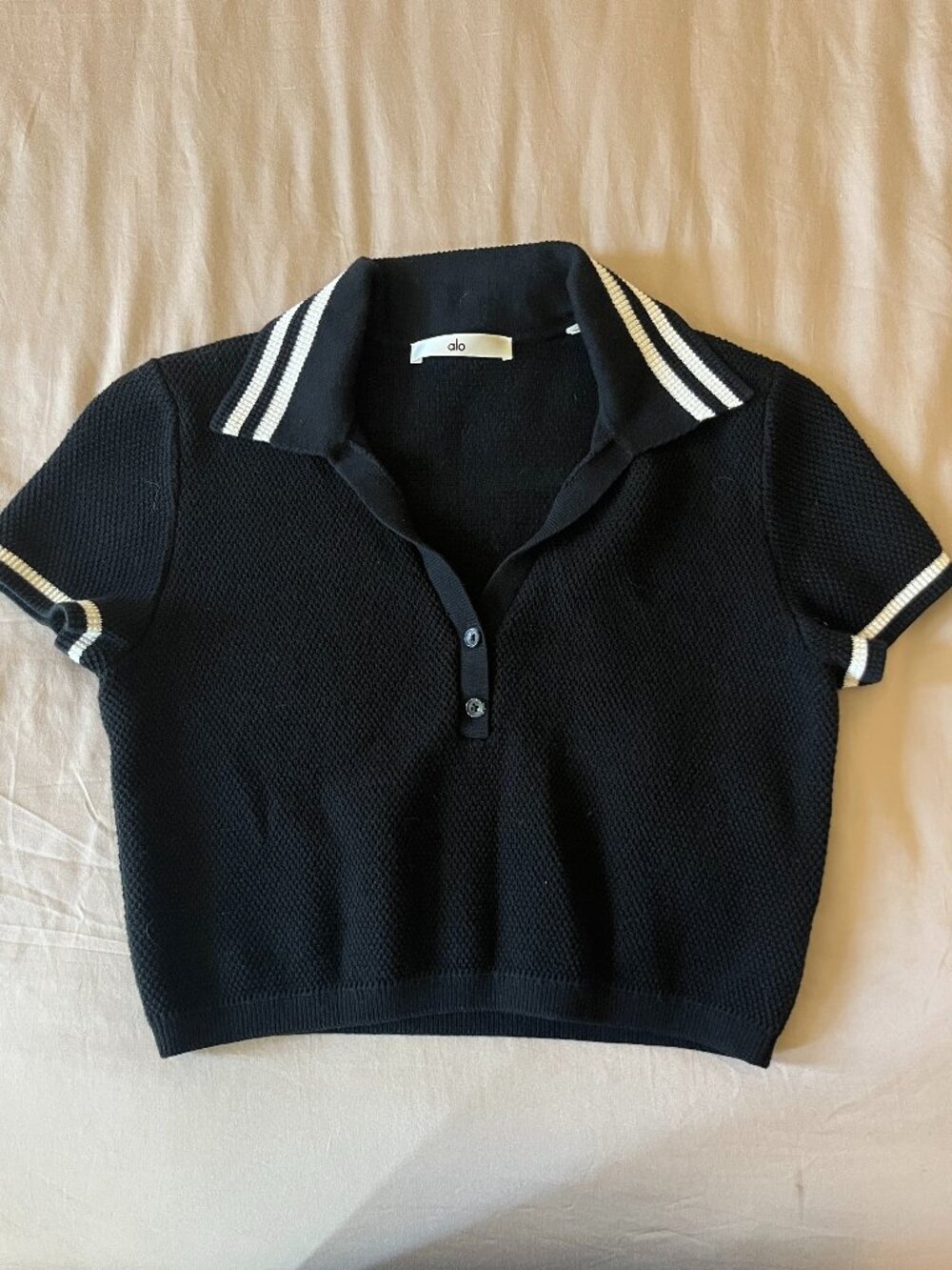 Alo Yoga Tennis Club Sweater Knit Cropped Polo